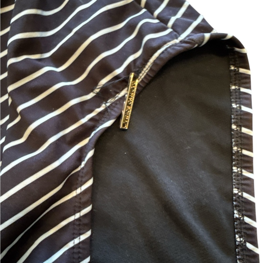Vince Camuto Off-Shoulder Striped One Piece - Black and White - Picture 4 of 7